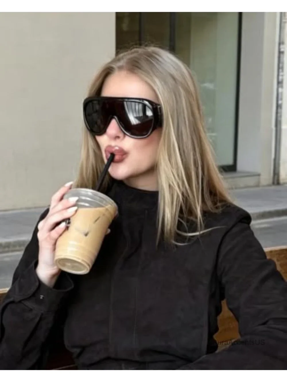 Oversized Shield Sunglasses UV400 Protection Retro Thick Frame Unisex